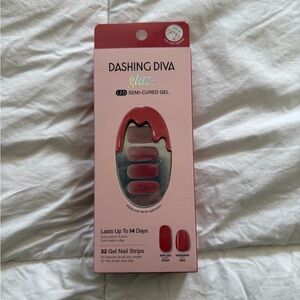 Dashing Diva Glaze LED Semi-Cured Gel Nail Strips - Red